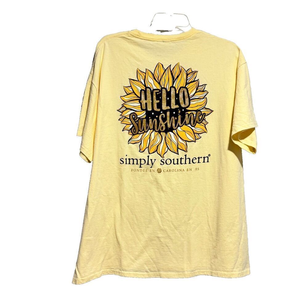 Simply‎ Southern Collection Women's XL Hello Sunshine Yellow Round Neck Tee